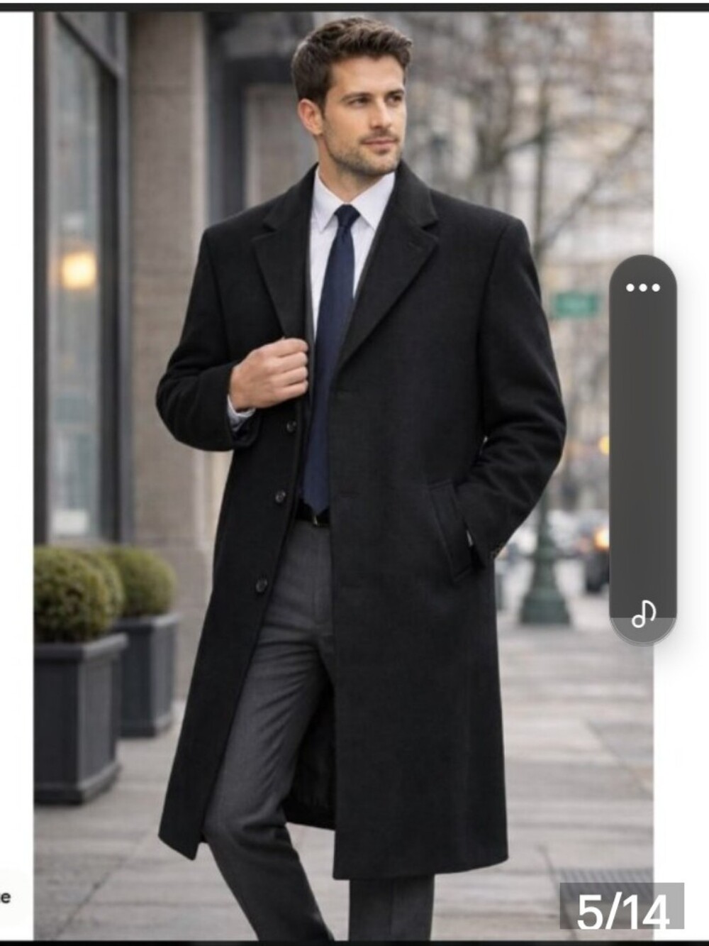Ralph Lauren Men's Dark Charcoal Wool-Blend Overcoat /Like New